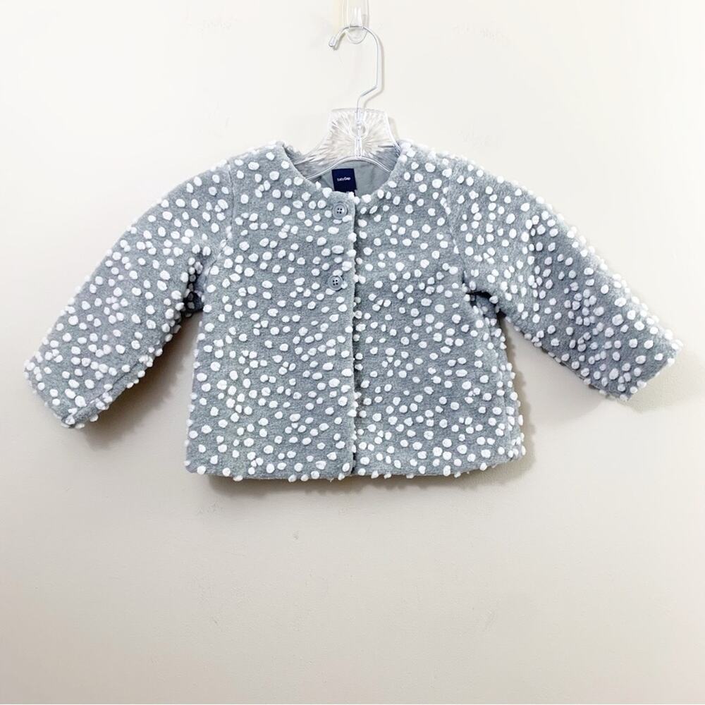 BABY GAP GIRL'S SILVER/WHITE DOT JACQUARD JACKET